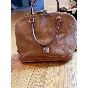 Dooney & Bourke Satchel Bag Womens Brown Pebbled Leather Zip Crossbody Purse